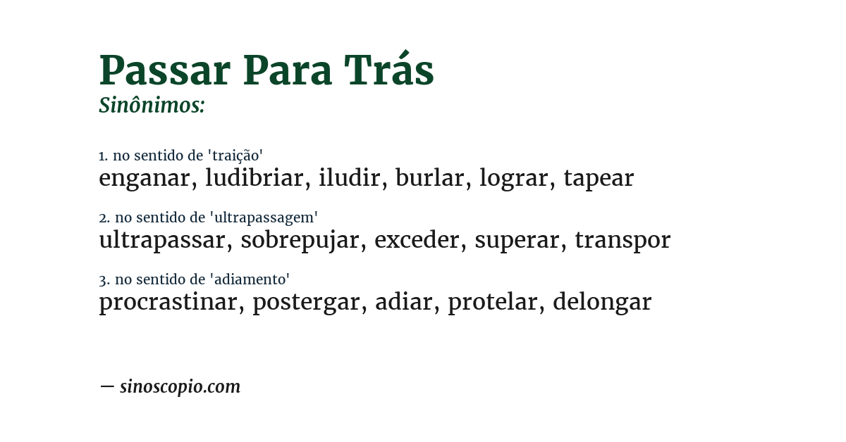 Sinônimo de passar para trás