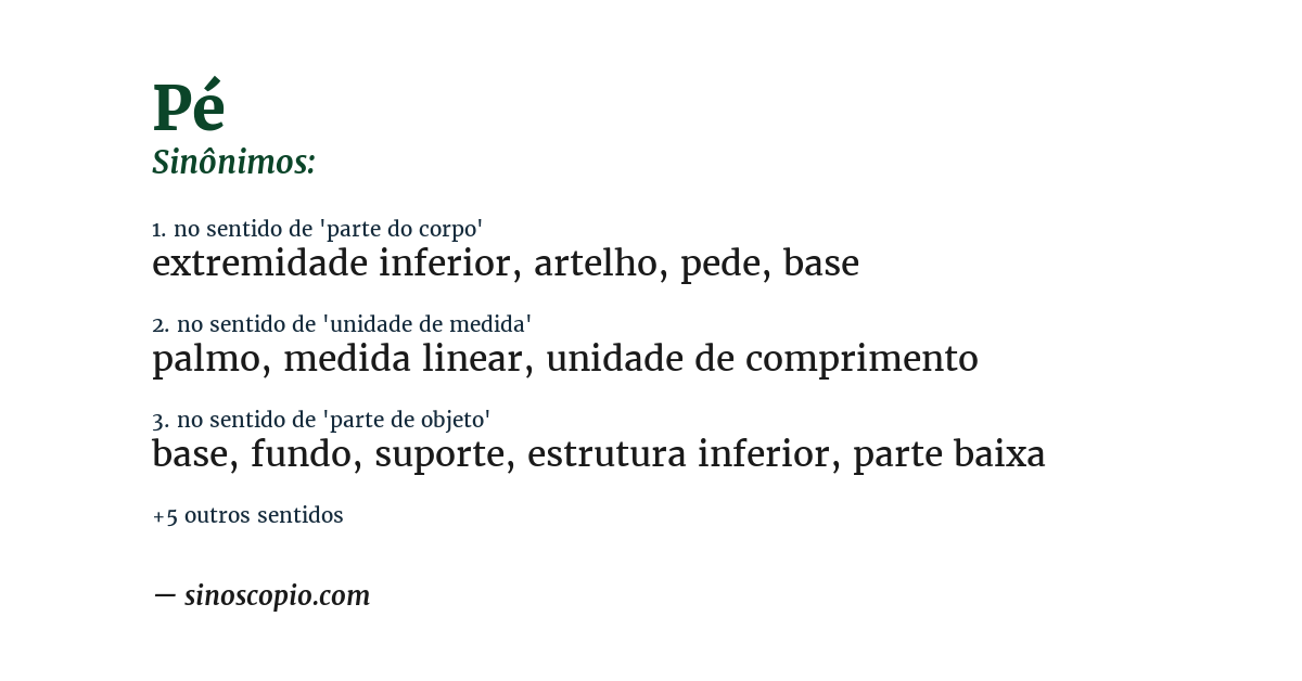 Sinônimo de pé