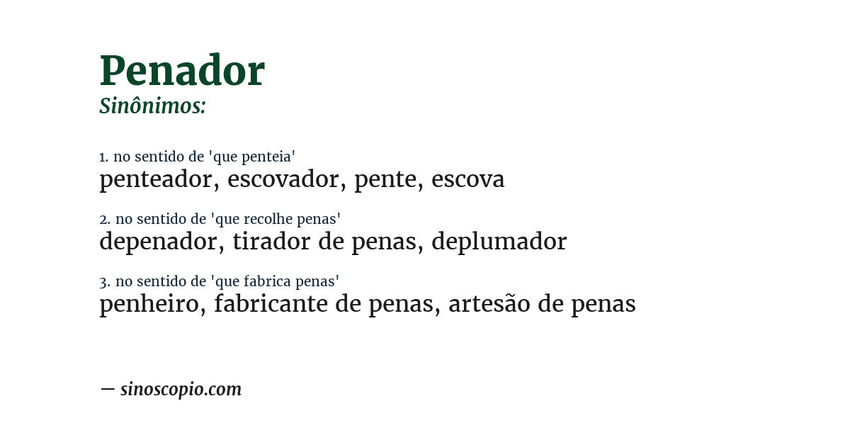 Sinônimo de penador