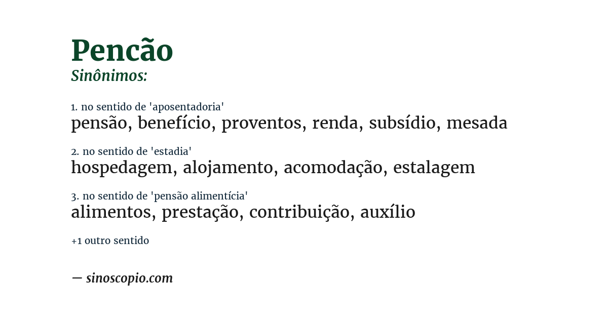 Sinônimo de pencão