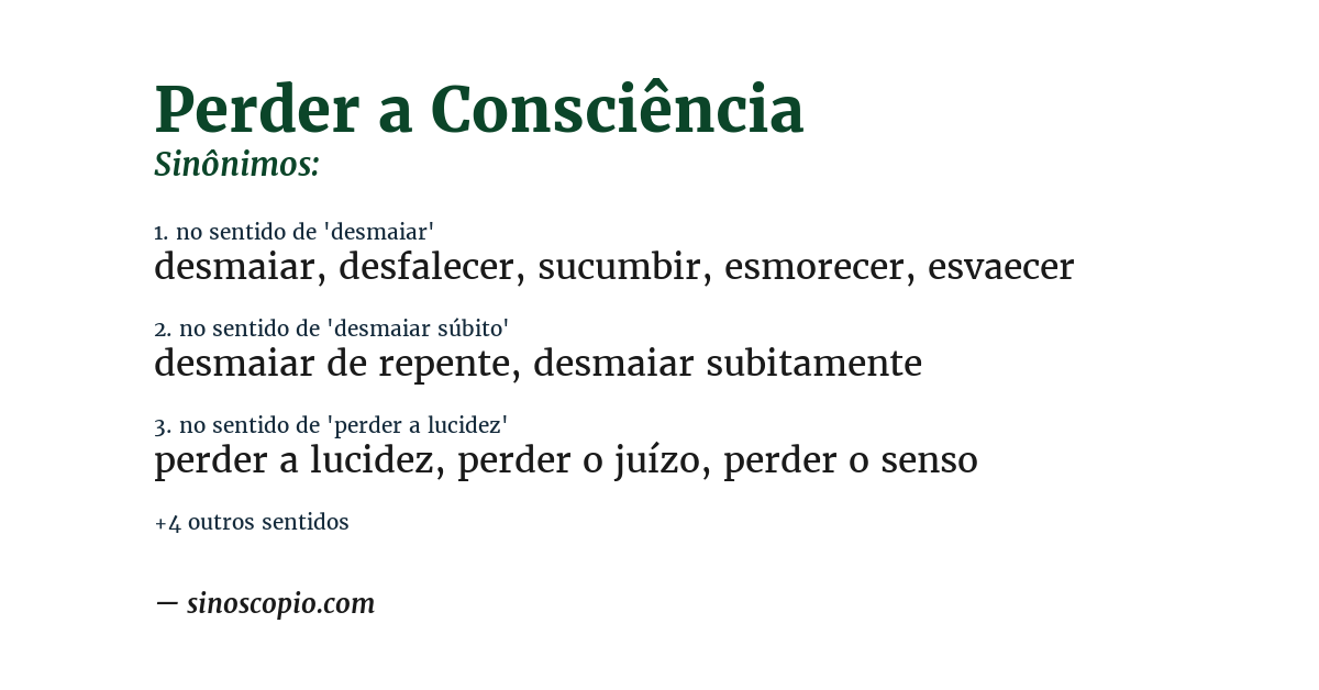 Sinônimo de perder a consciência