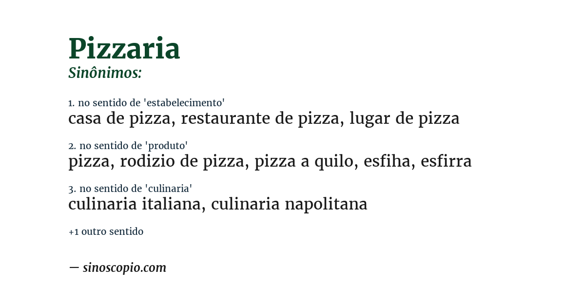 Sinônimo de pizzaria