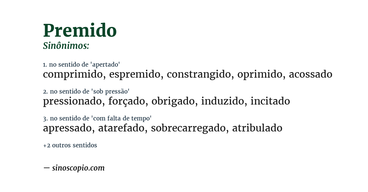 Sinônimo de premido