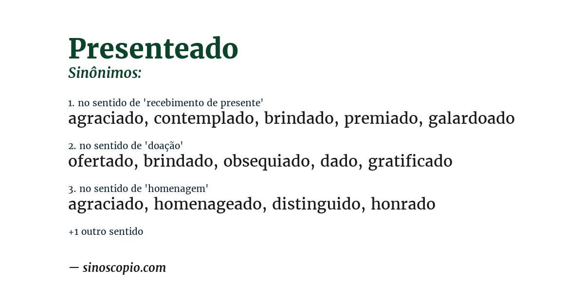 Sinônimo de presenteado