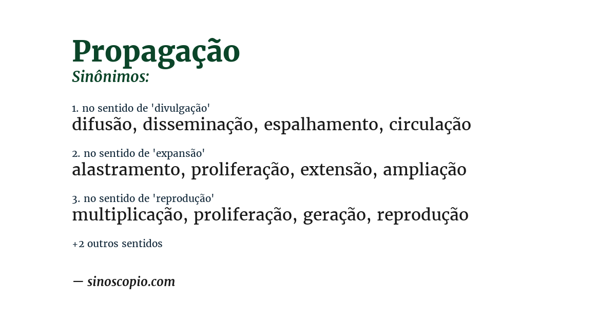 Sinônimo de propagação