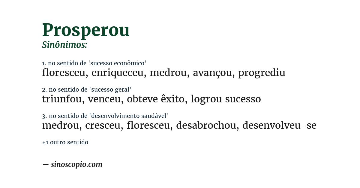 Sinônimo de prosperou