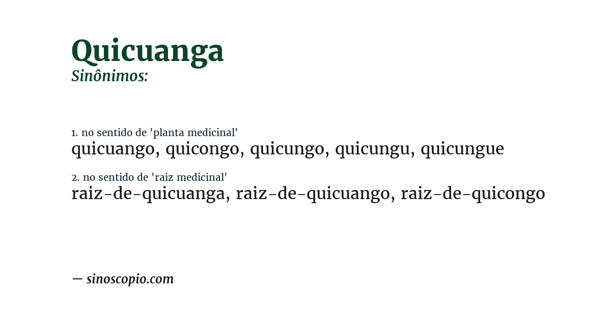 Sinônimo de quicuanga