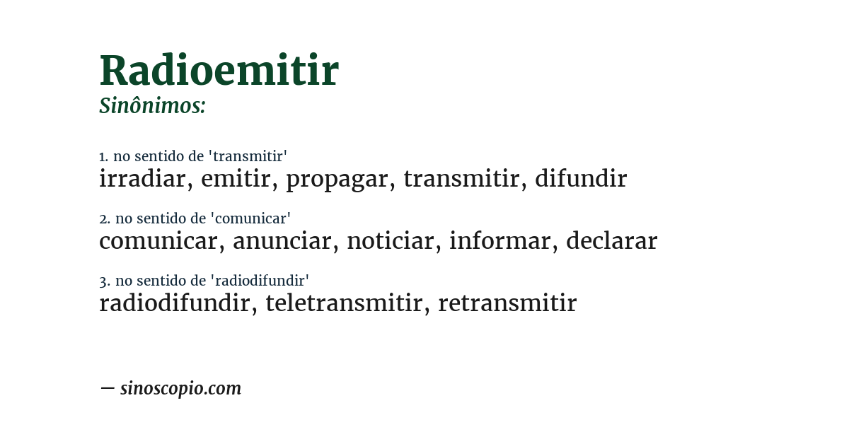 Sinônimo de radioemitir