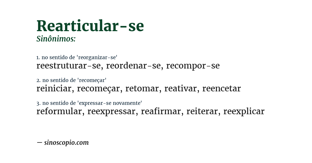 Sinônimo de rearticular-se