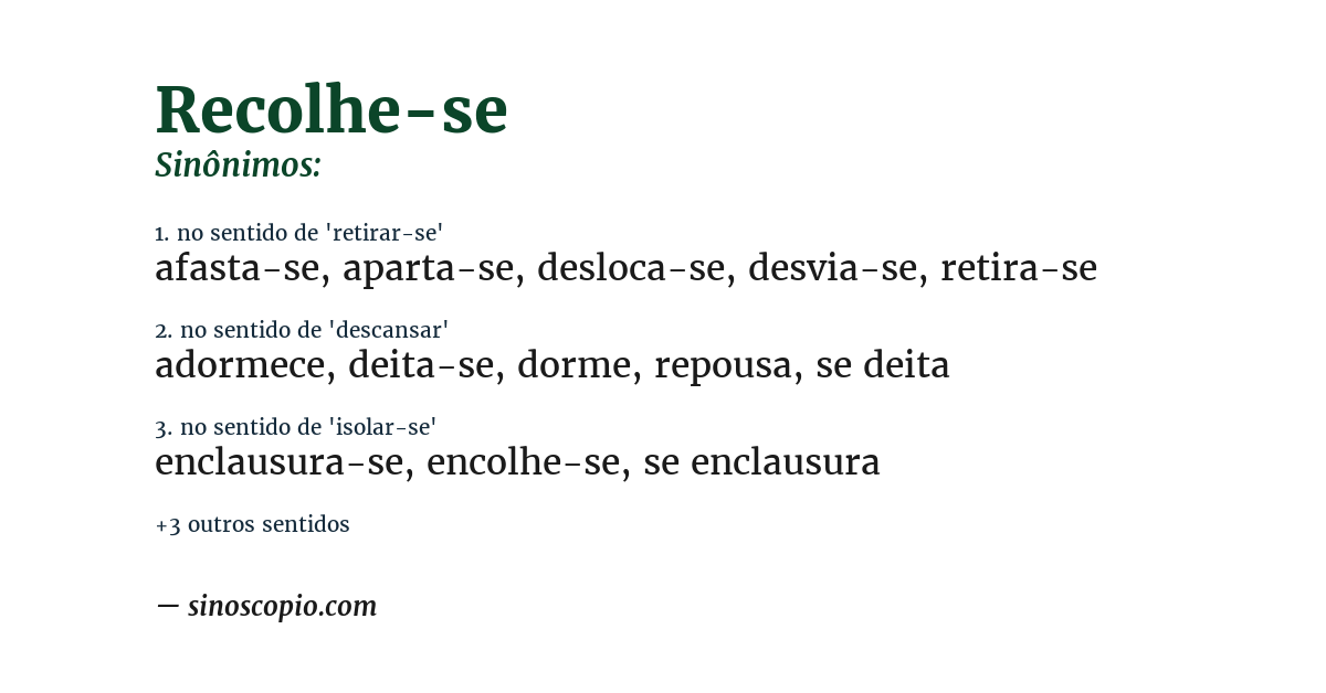 Sinônimo de recolhe-se