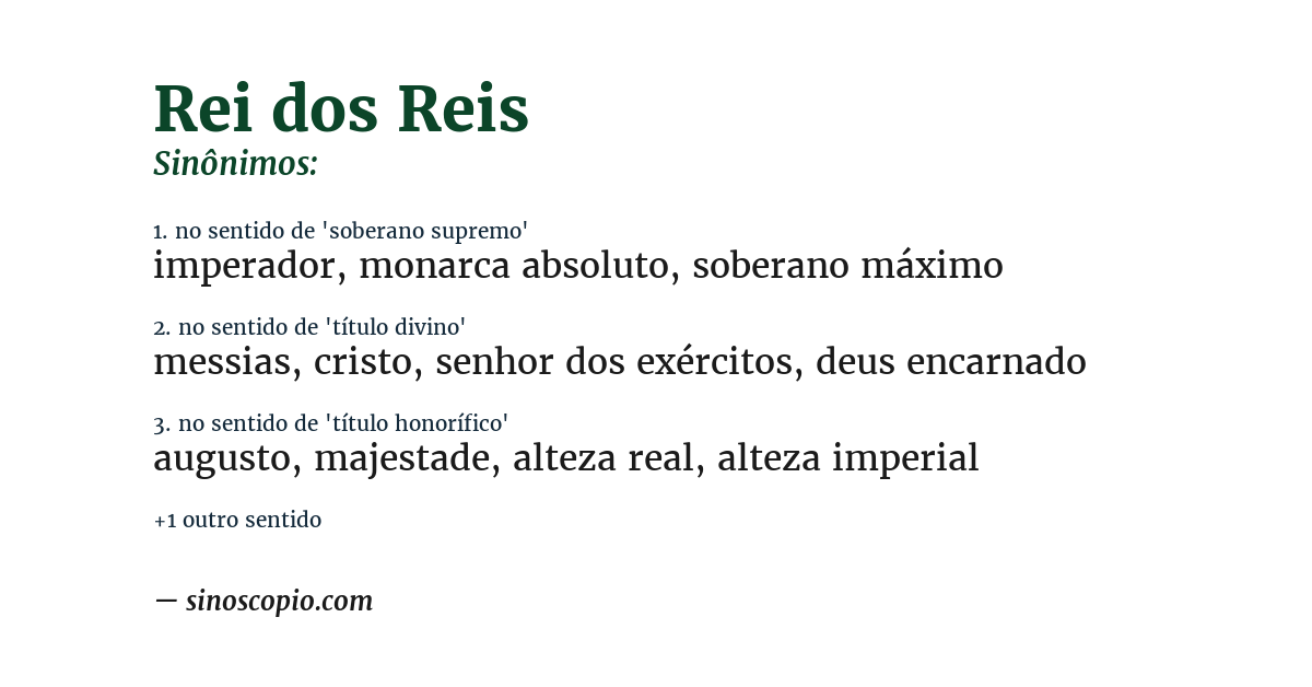 Sinônimo de rei dos reis