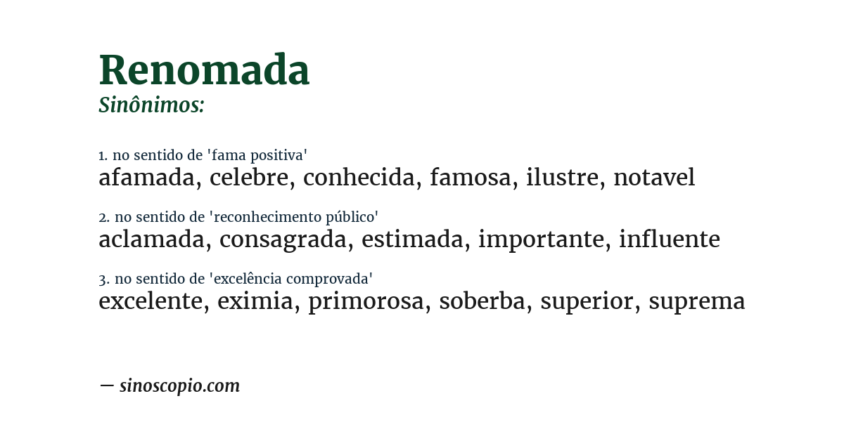Sinônimo de renomada