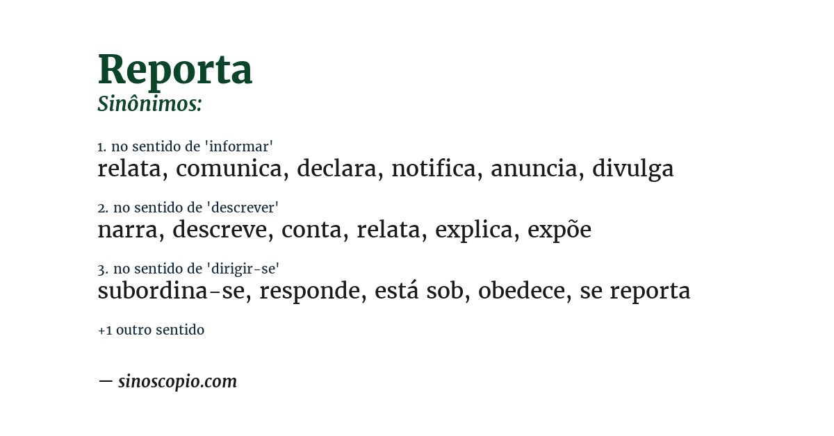 Sinônimo de reporta