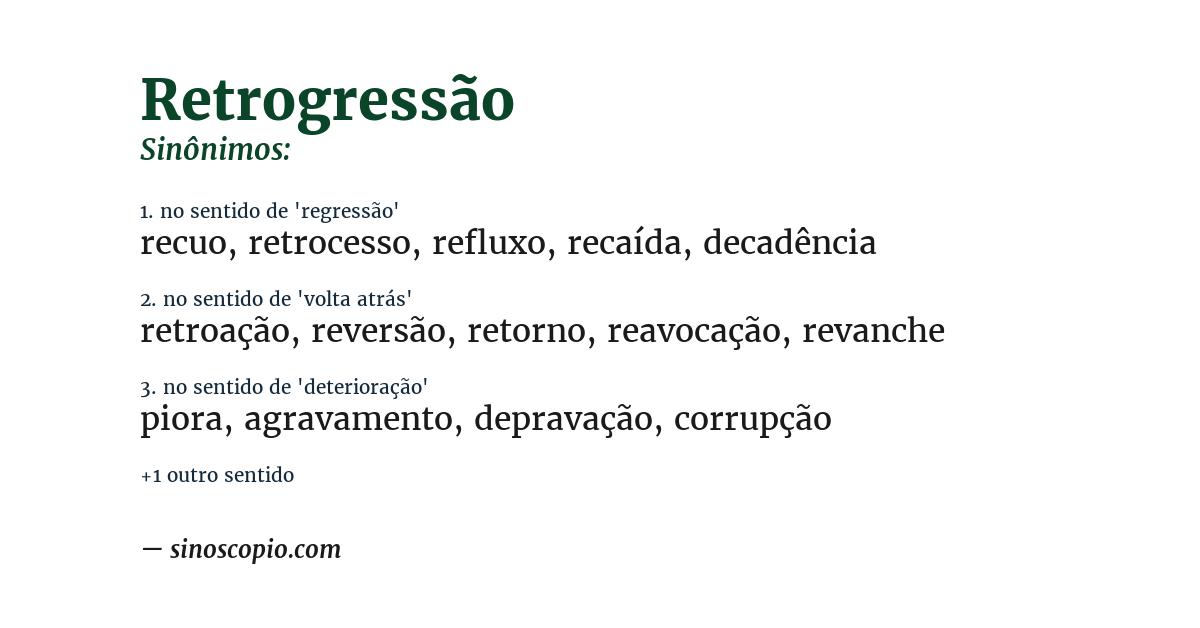Sinônimo de retrogressão