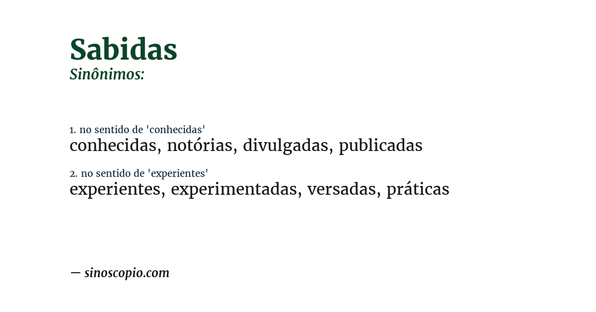 Sinônimo de sabidas