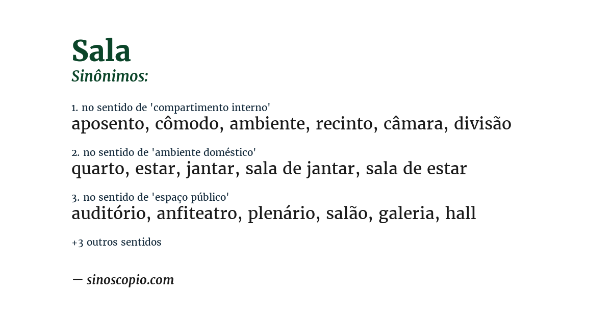 Sinônimo de sala