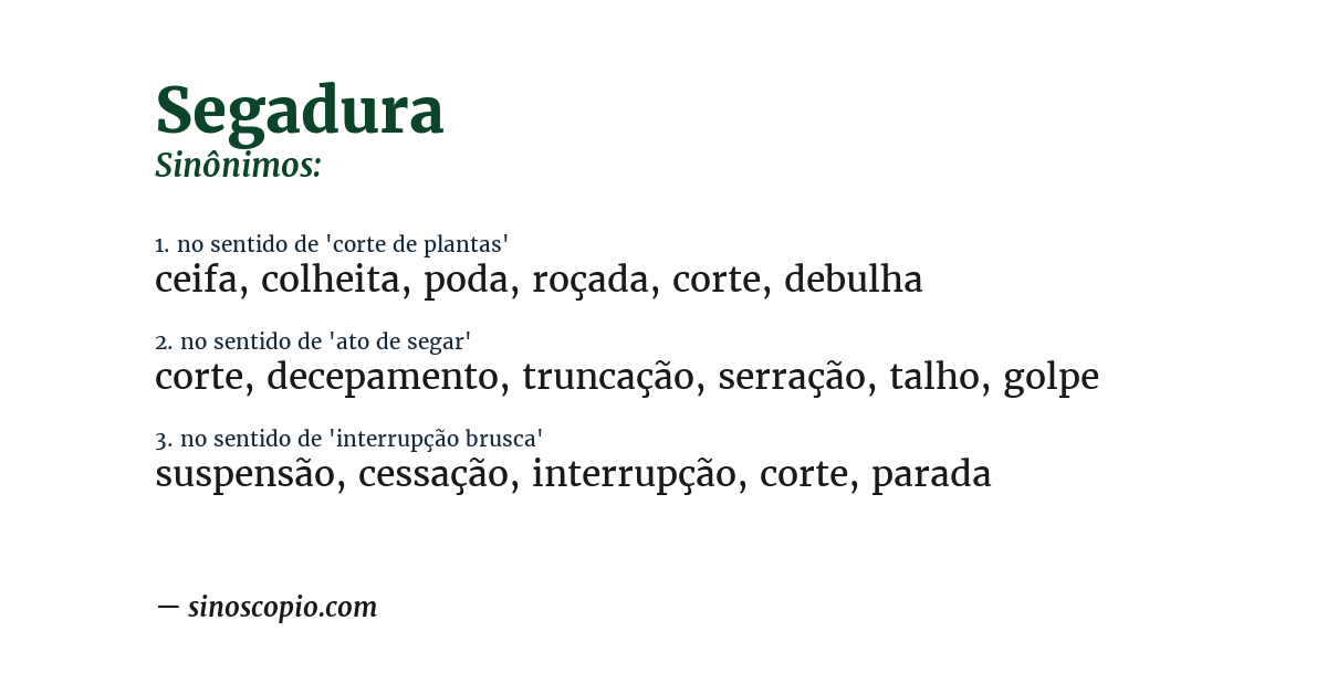 Sinônimo de segadura
