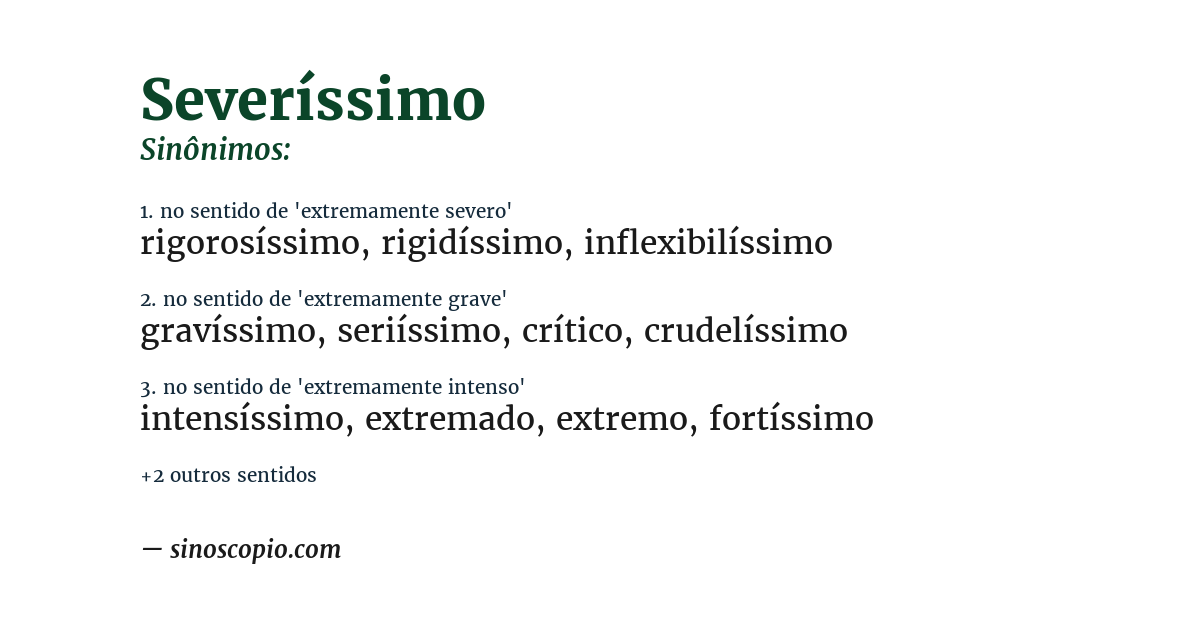 Sinônimo de severíssimo