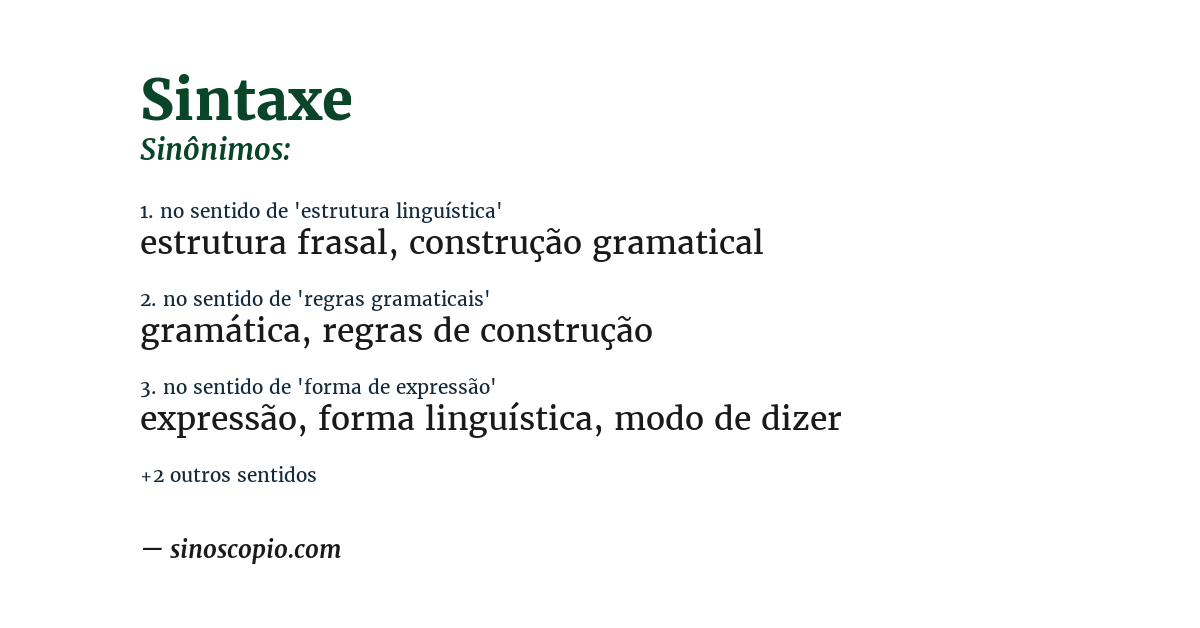 Sinônimo de sintaxe