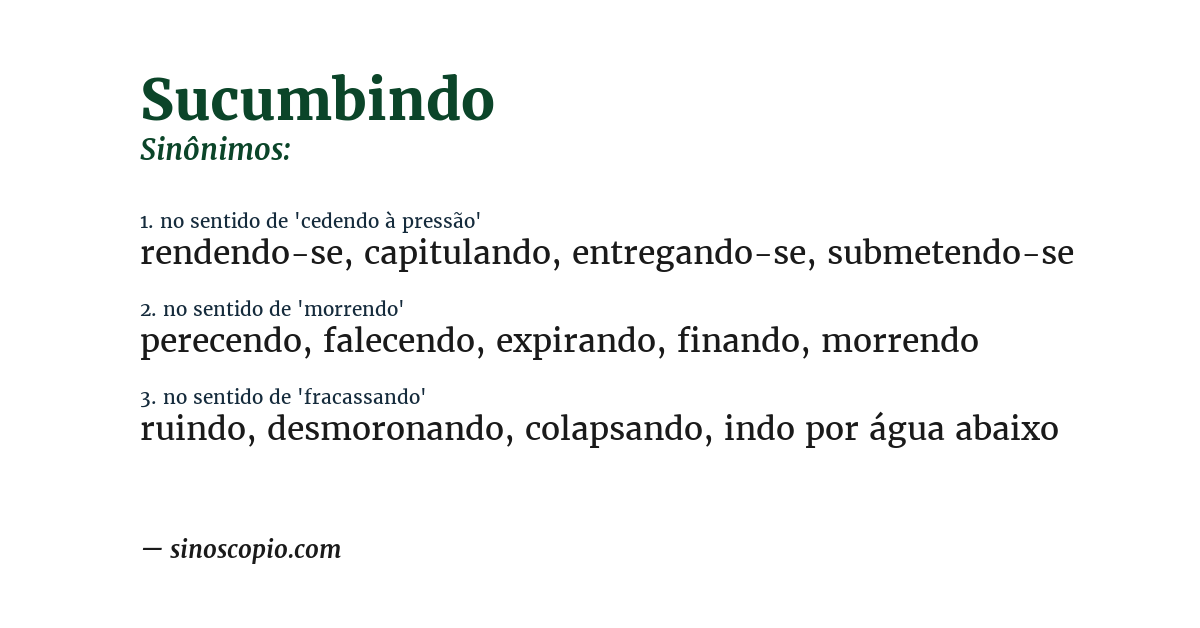 Sinônimo de sucumbindo