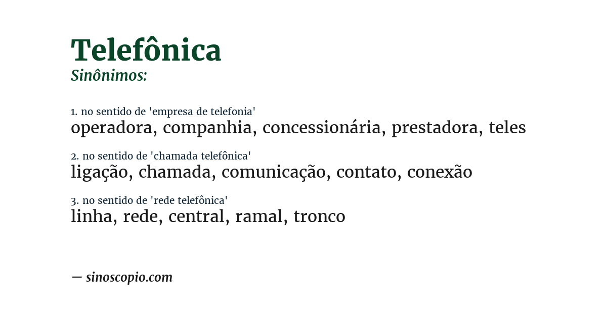 Sinônimo de telefônica