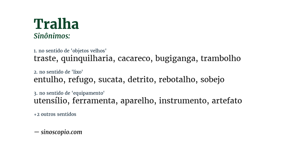 Sinônimo de tralha