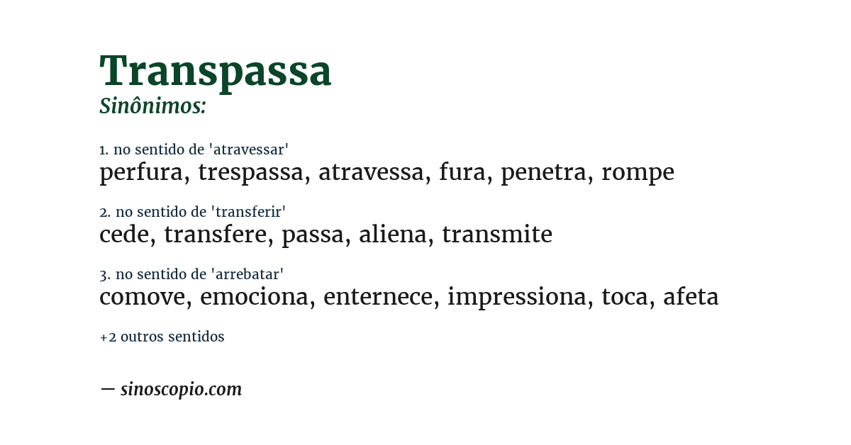 Sinônimo de transpassa