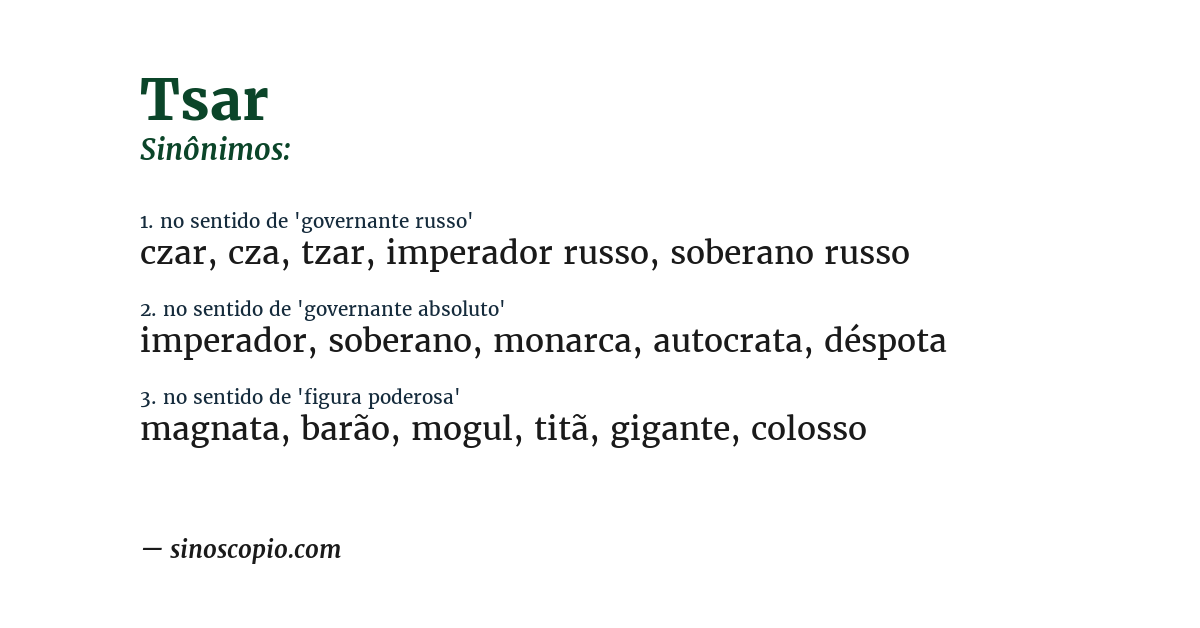 Sinônimo de tsar