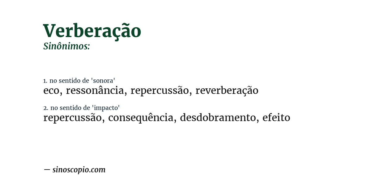Sinônimo de verberação
