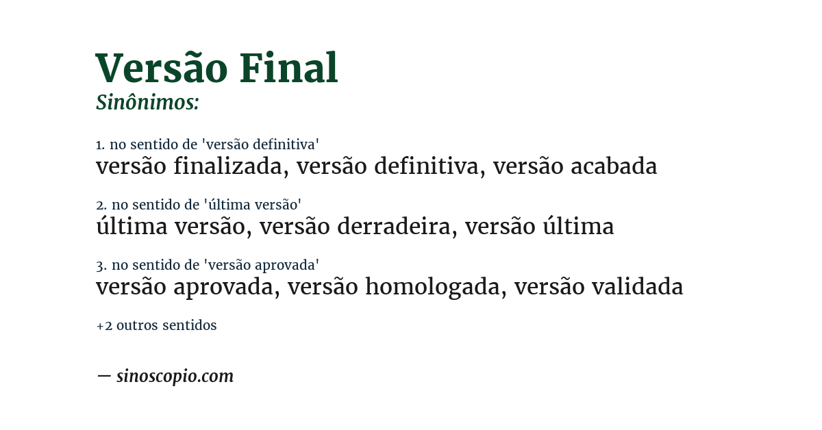Sinônimo de versão final