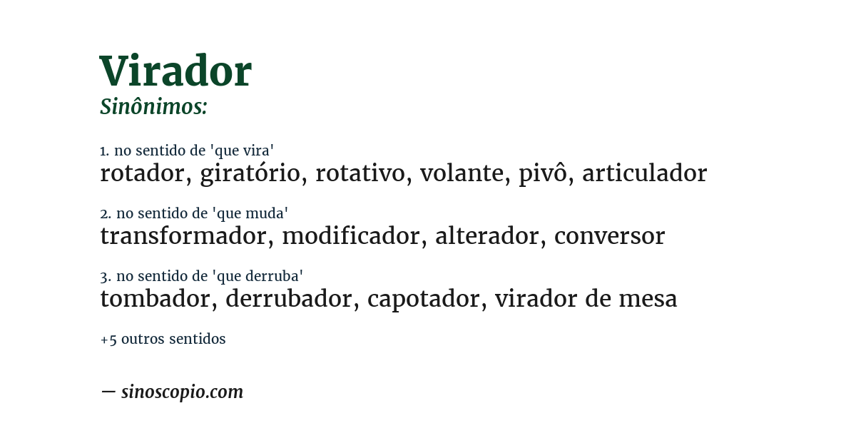 Sinônimo de virador
