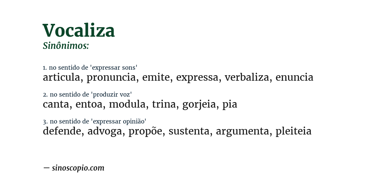 Sinônimo de vocaliza