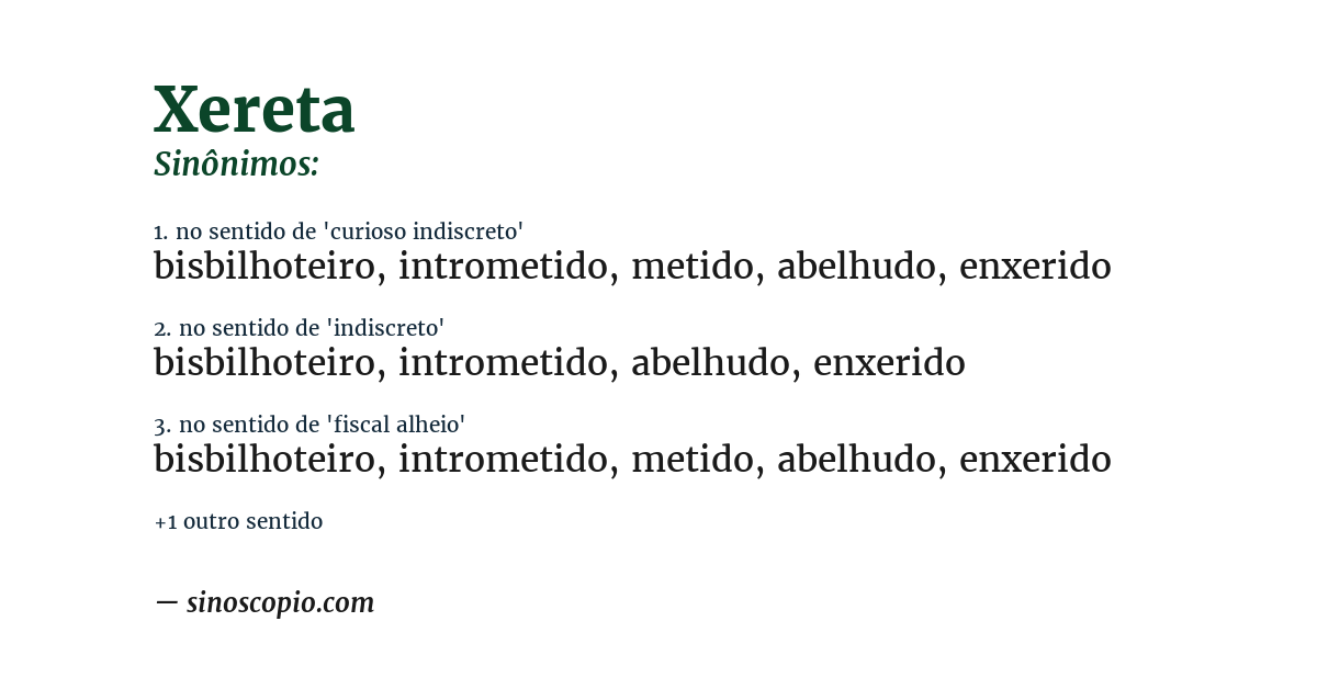 Sinônimo de xereta