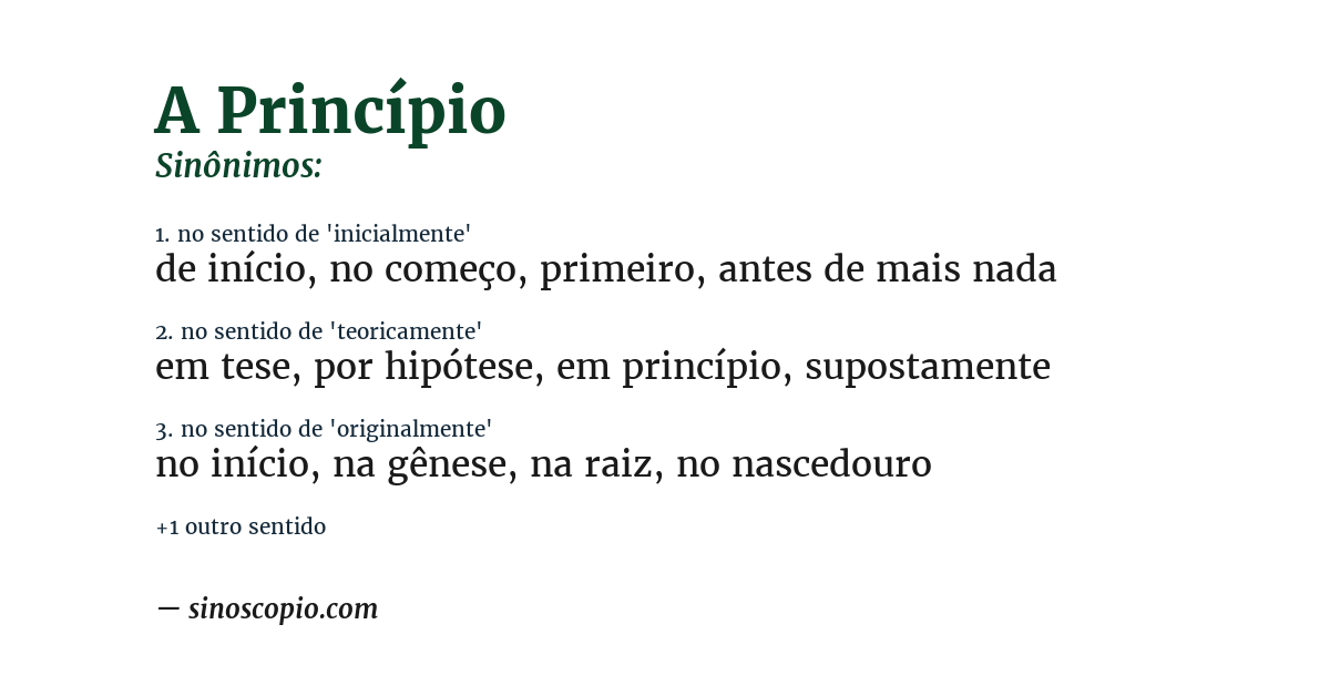Sinônimo de a princípio