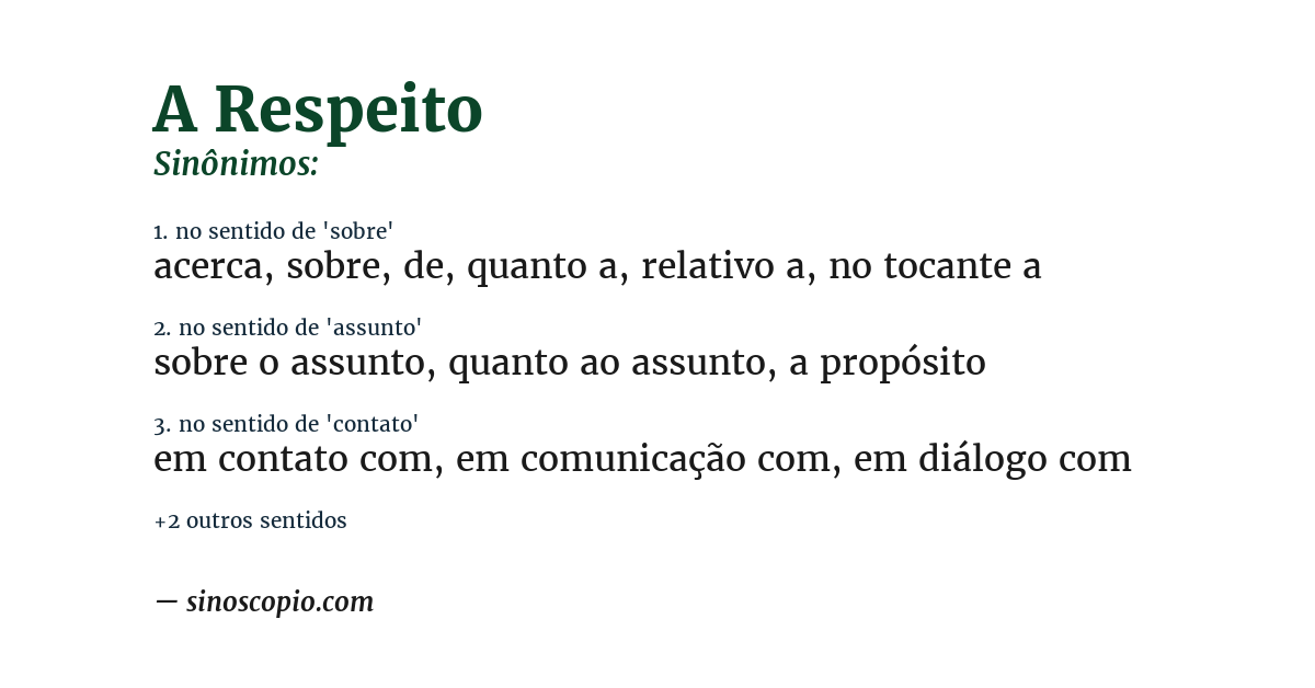 Sinônimo de a respeito