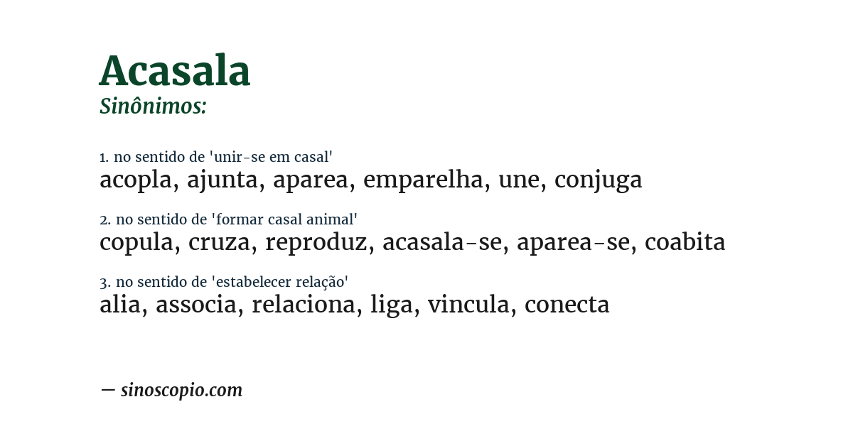 Sinônimo de acasala