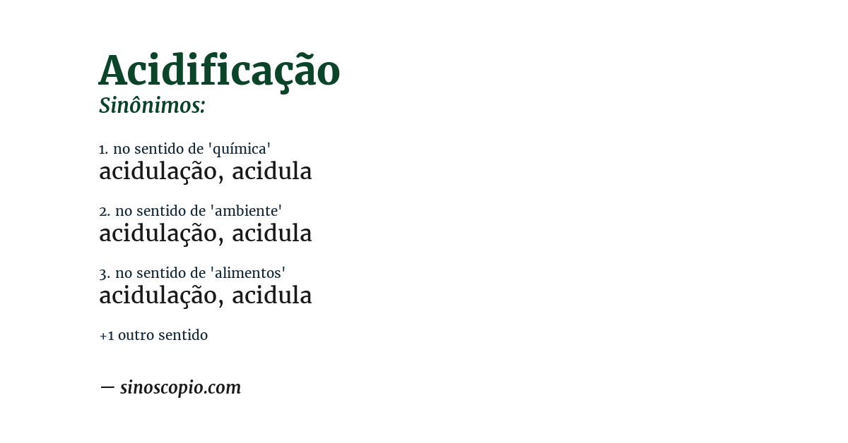 Sinônimo de acidificação