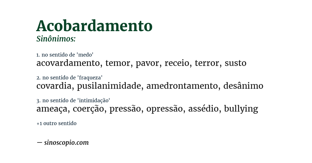 Sinônimo de acobardamento