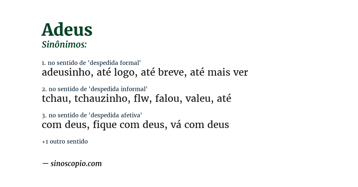Sinônimo de adeus