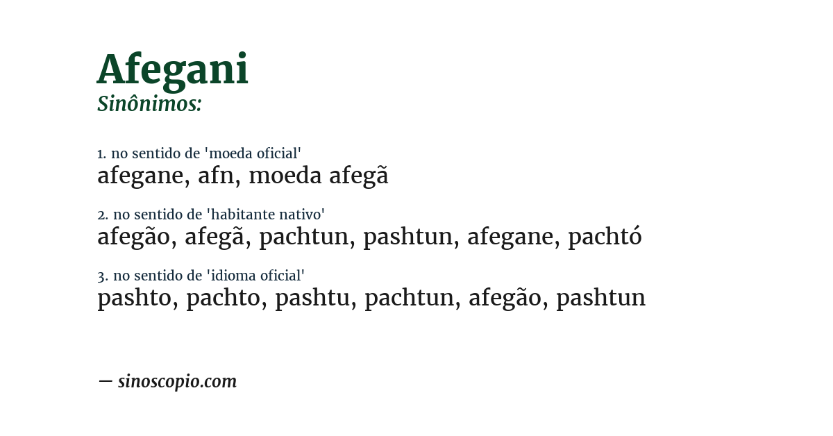 Sinônimo de afegani