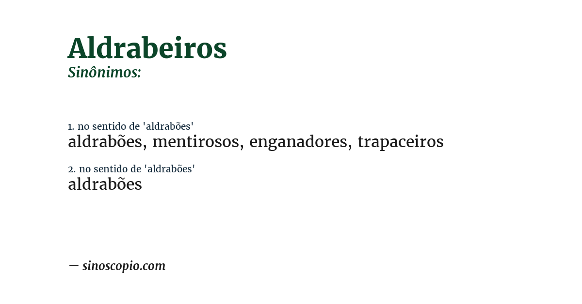 Sinônimo de aldrabeiros