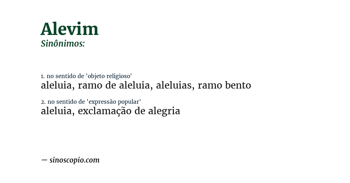 Sinônimo de alevim