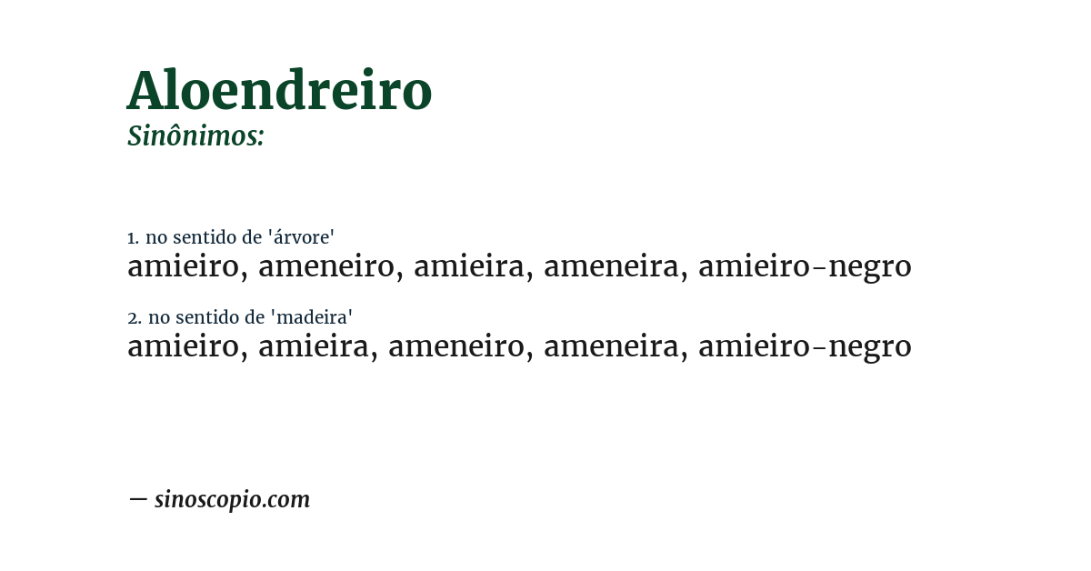 Sinônimo de aloendreiro