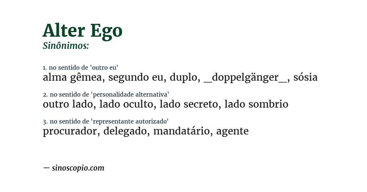 Sinônimo de alter ego