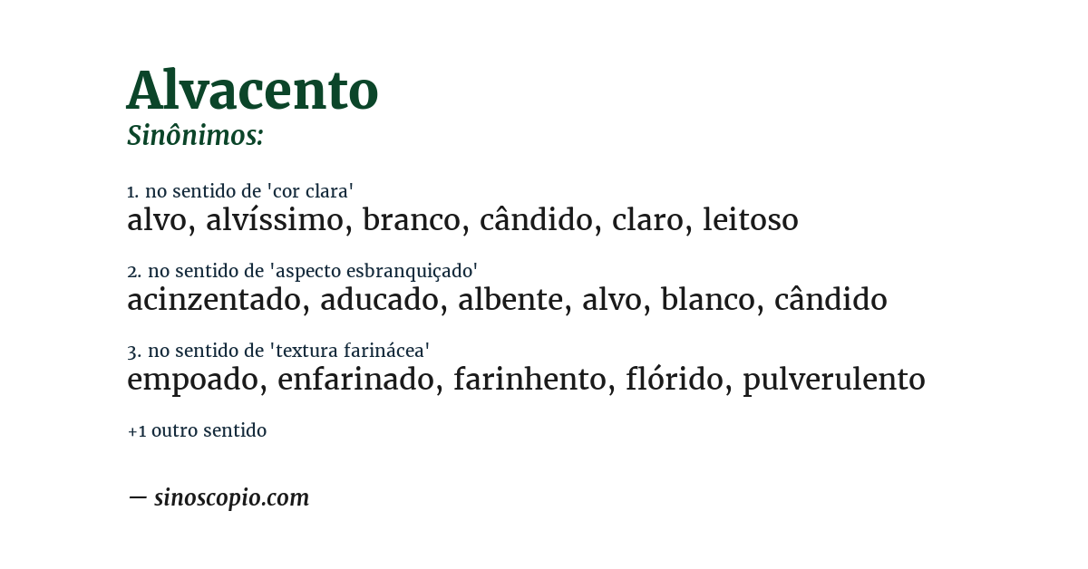 Sinônimo de alvacento