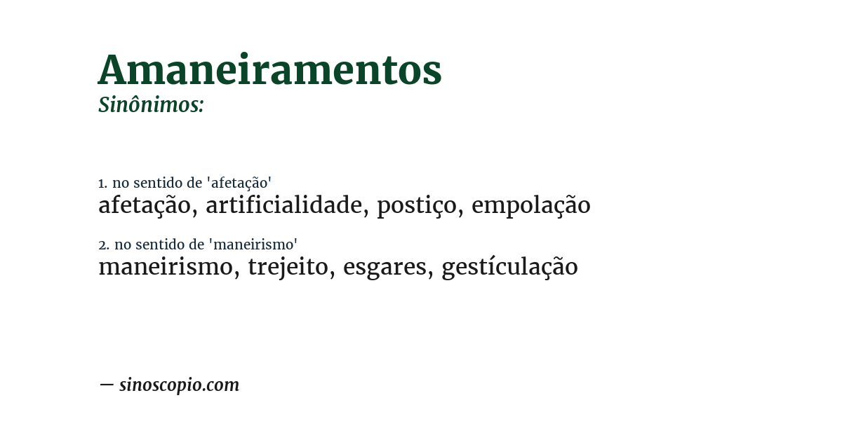 Sinônimo de amaneiramentos