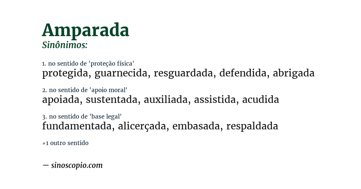 Sinônimo de amparada