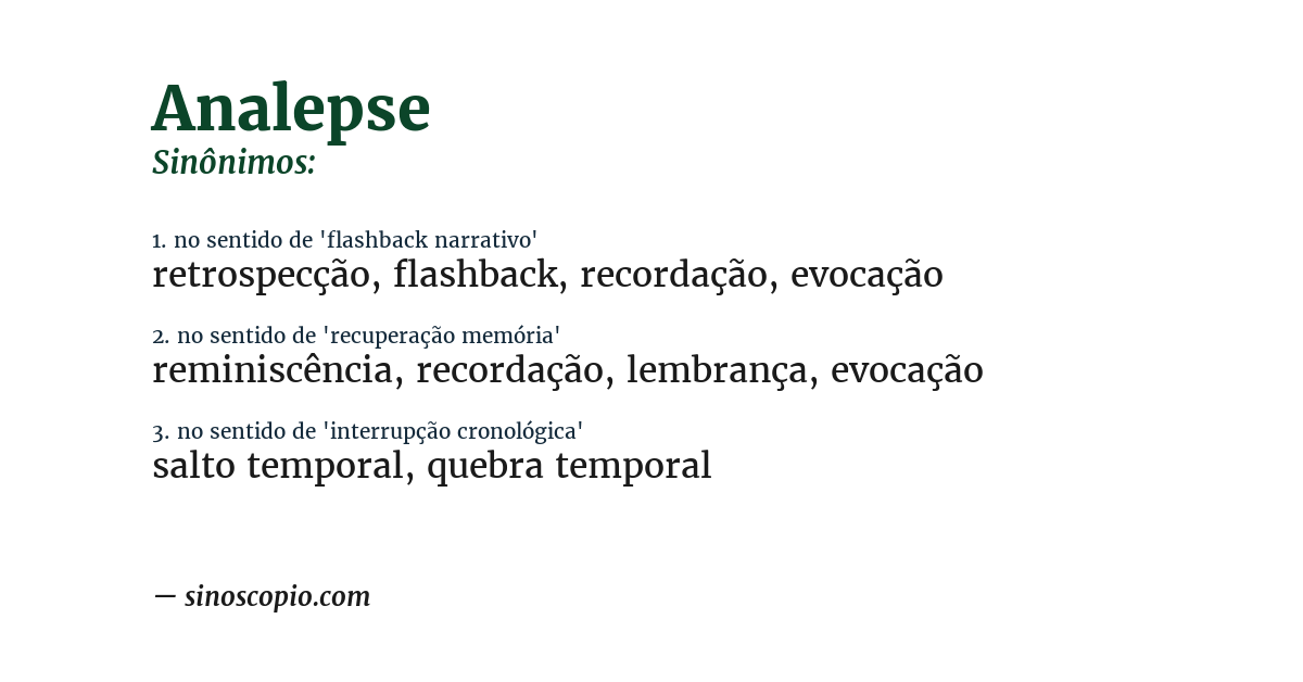 Sinônimo de analepse