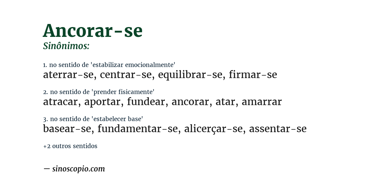 Sinônimo de ancorar-se