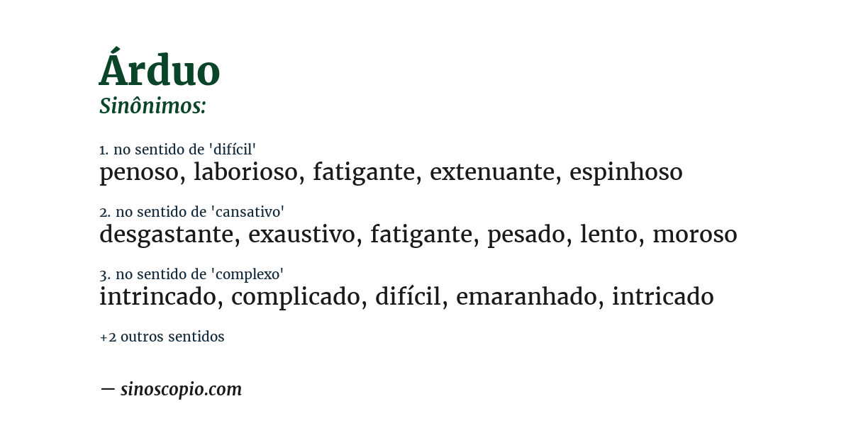 Sinônimo de árduo